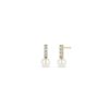 Earrings Zoe Chicco | Diamond Bar Earrings With Freshwater Cultured Pearl Drops