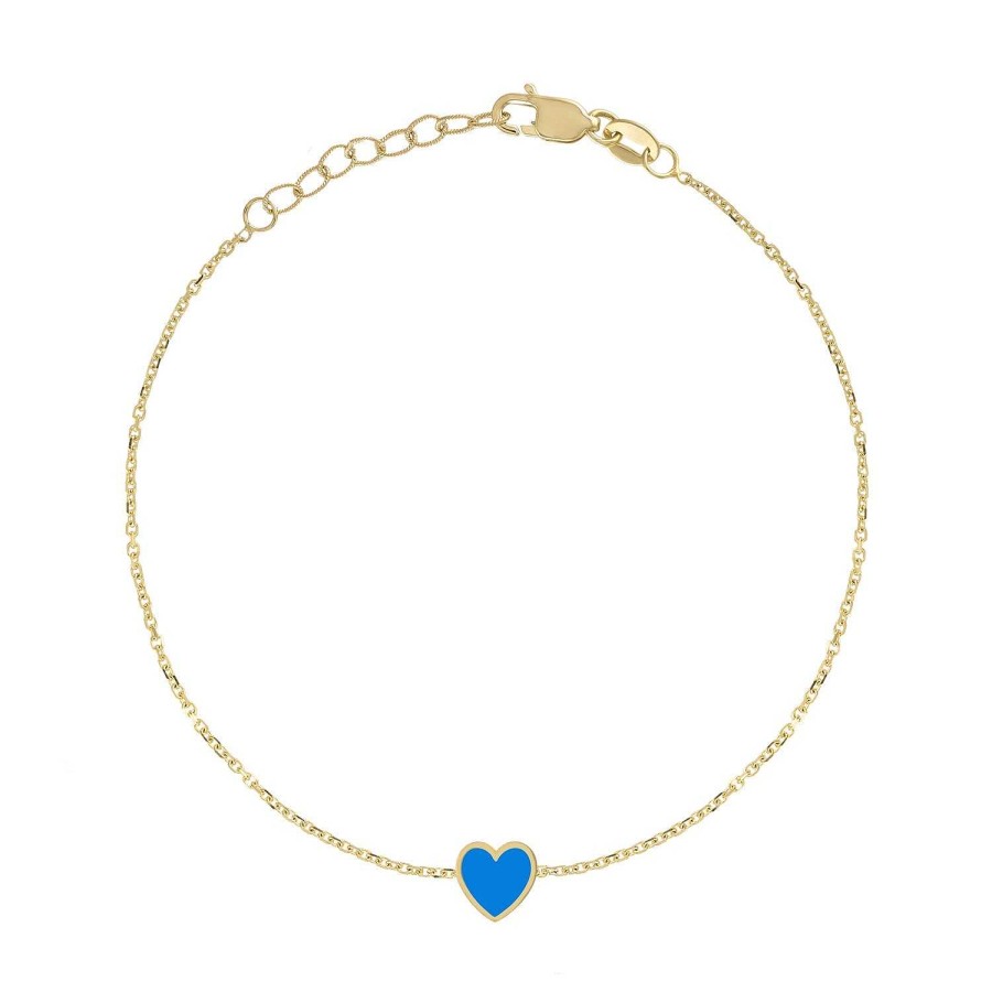 Bracelets Kelly Bello | Mini Enamel Heart Bracelet 14K Yellow Gold