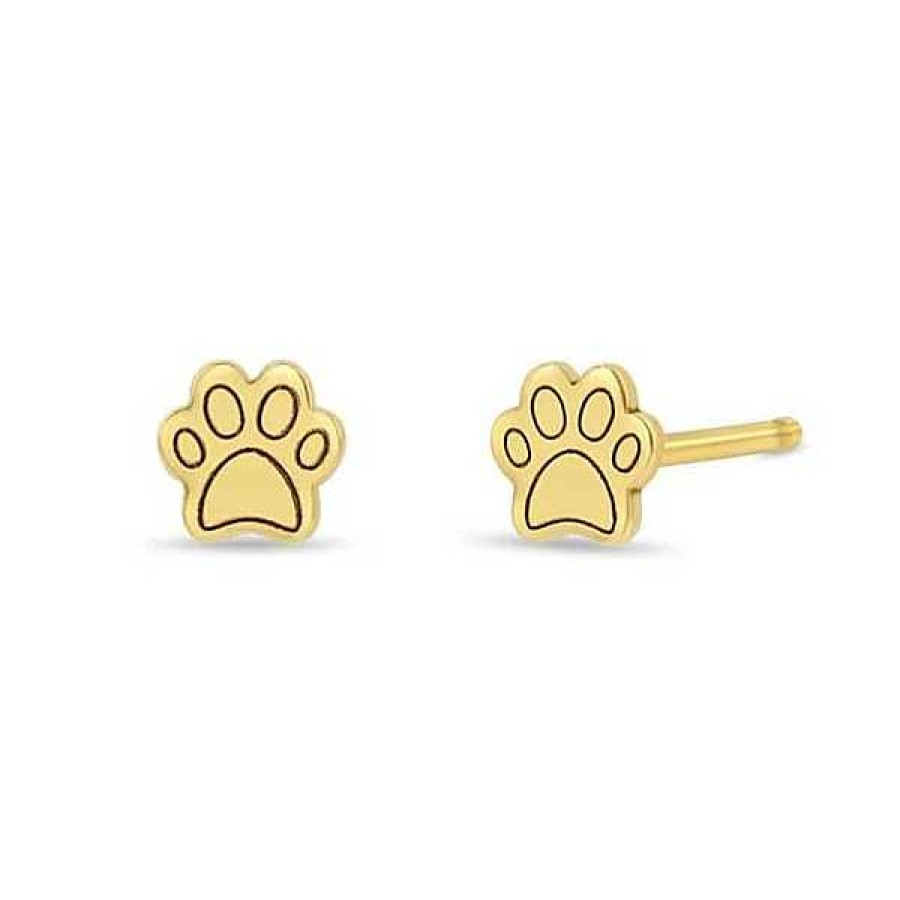 Earrings Zoe Chicco | Itty Bitty Dog Paw Studs 14K Yellow Gold