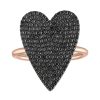 Rings SG Fine | Black Diamond Pave Jumbo Heart Ring 14K Rose Gold