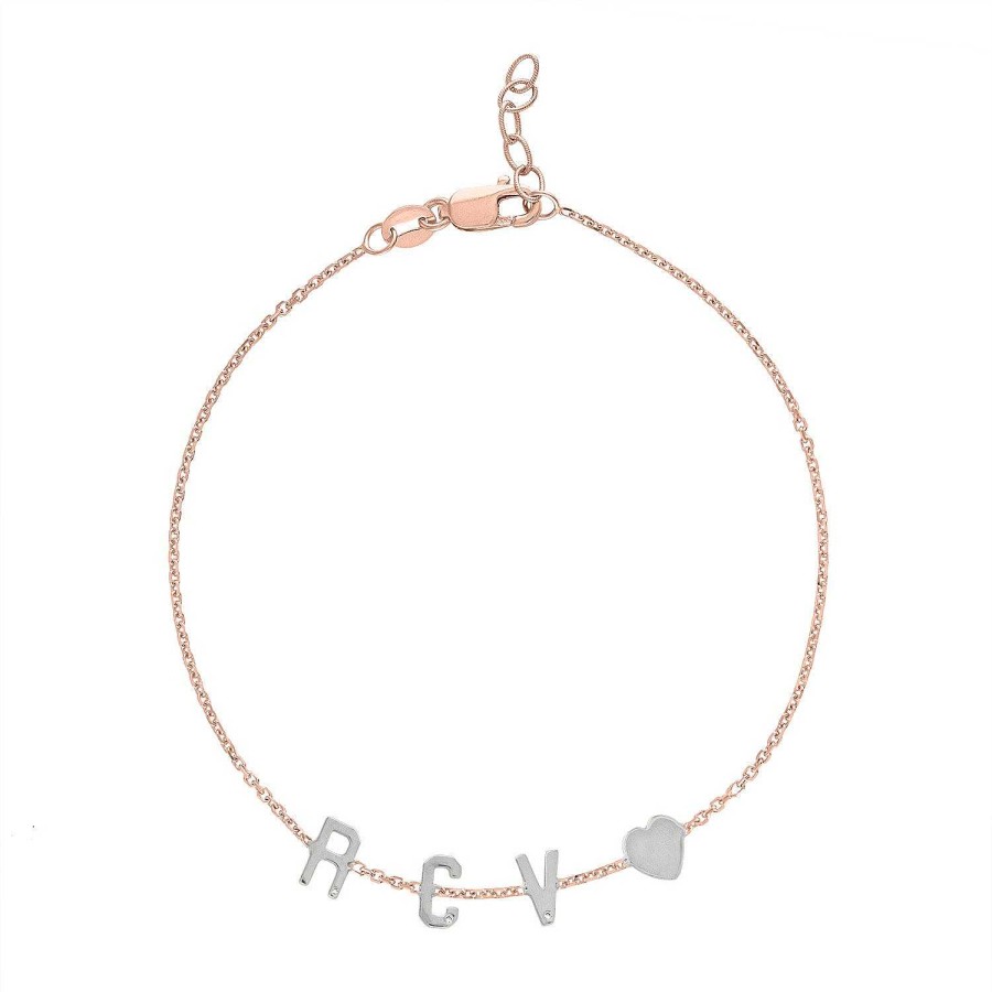 Bracelets Kelly Bello | Mini Initial Bracelet With Heart