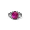 Rings SG Fine | Antique Edwardian Oval Shape Star Ruby Ring Platinum