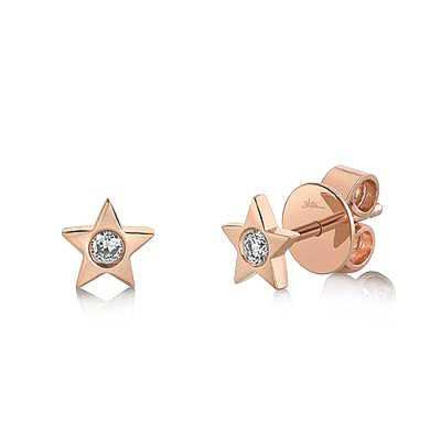 Earrings SG Fine | Diamond Star Stud Earrings 14K Rose Gold