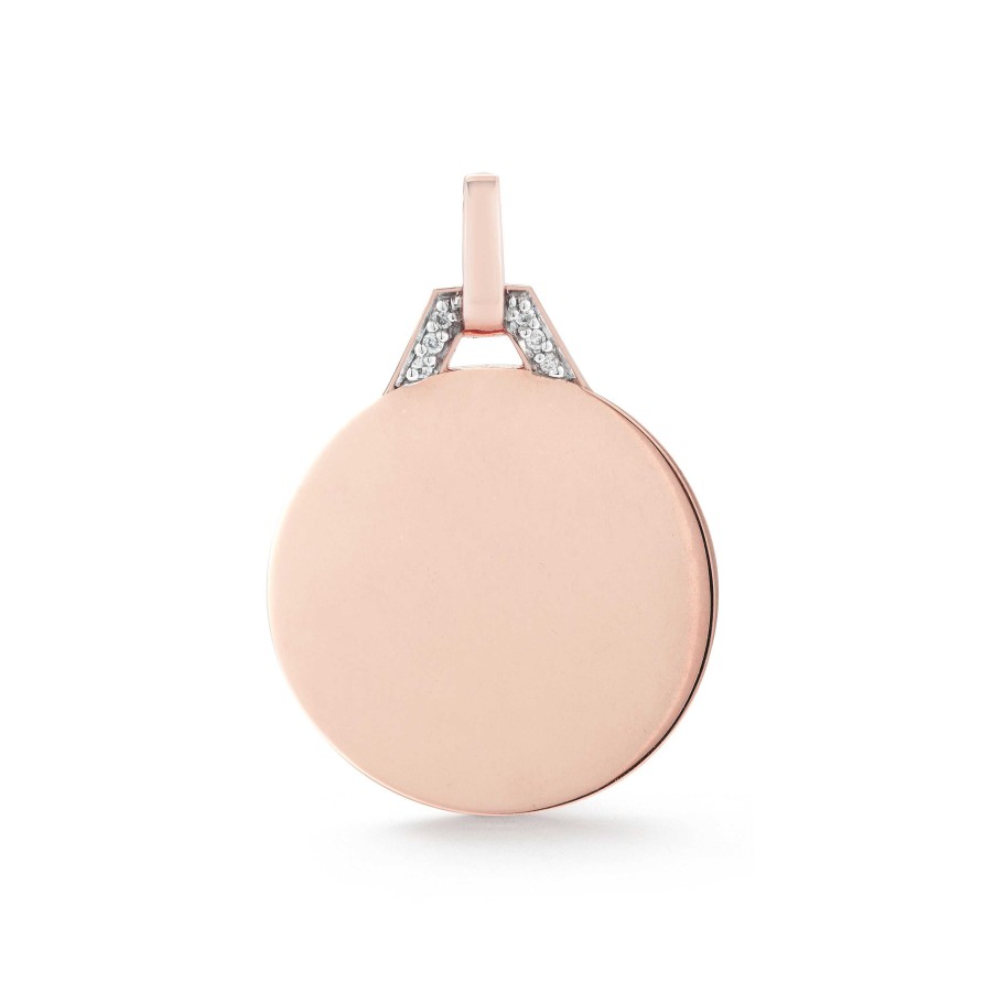 Necklaces Walters Faith | Dora Gold And Diamond Disc Charm 18K Rose Gold