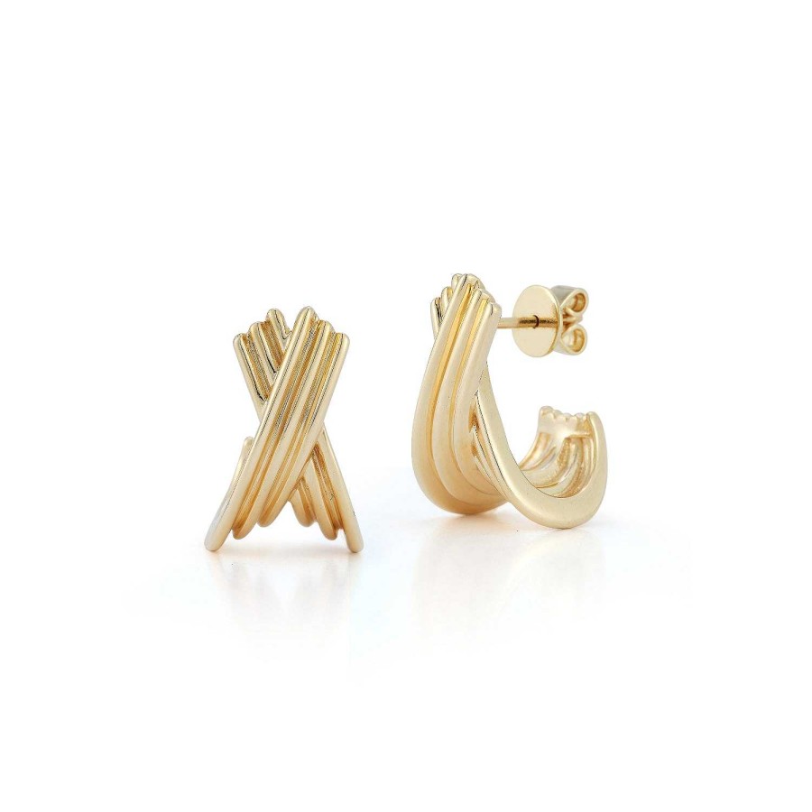 Earrings Dana Rebecca | Nana Bernice Large Crossover Hoop 14K Yellow Gold