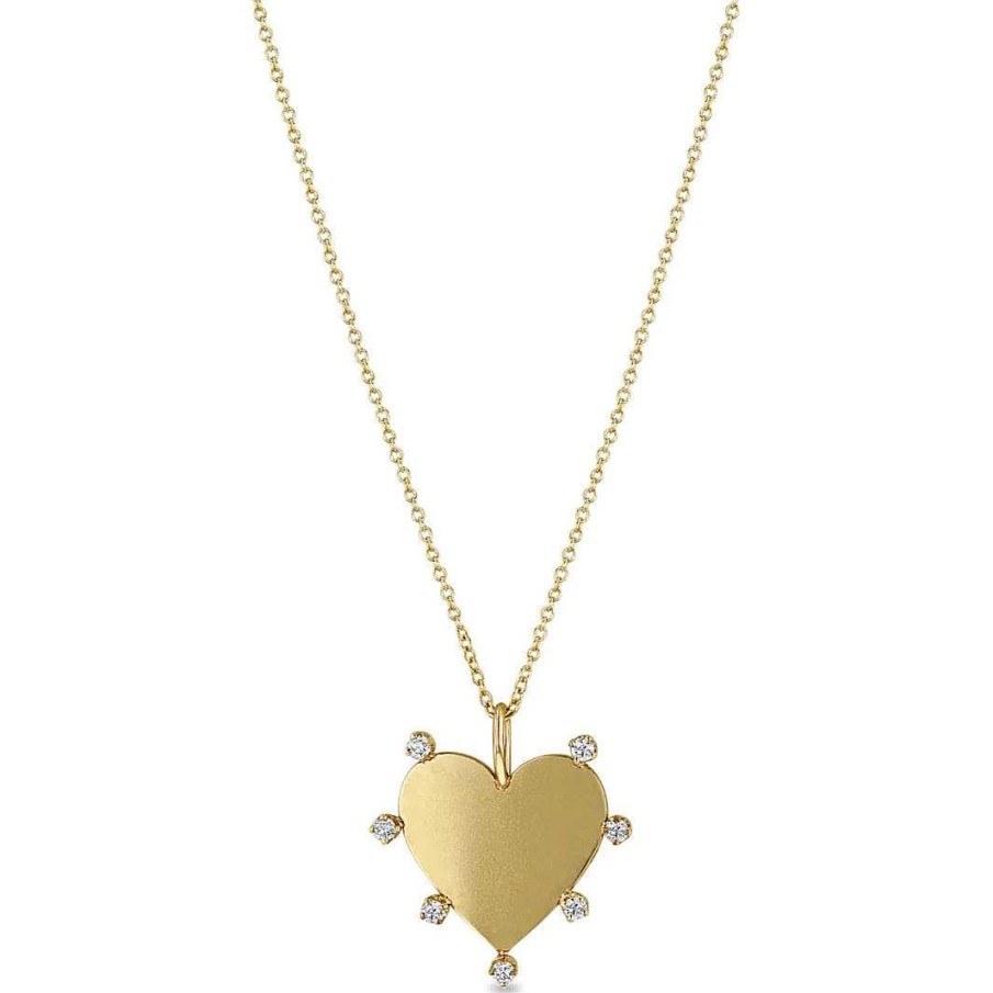 Necklaces Zoe Chicco | 7 Prong Diamond Heart Pendant Necklace