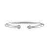 Bracelets SG Fine | Fancy Bezel Flexible Open Cuff With Bezel Set Round And Pear