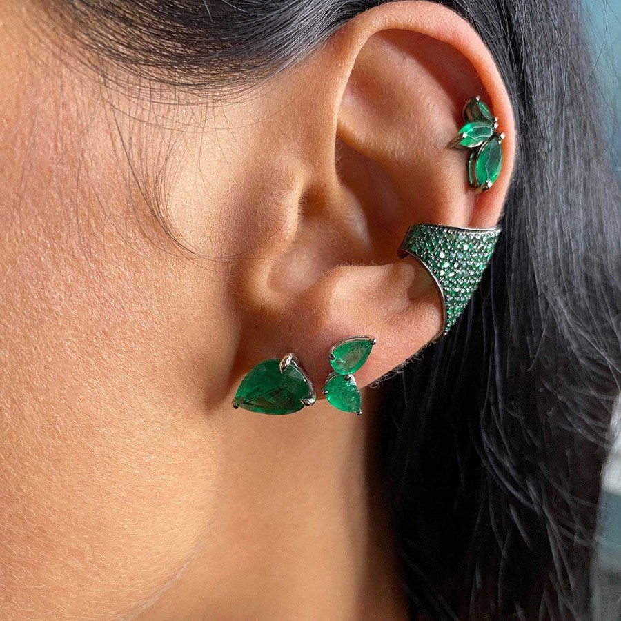 Earrings Savolinna | Maxi Ergo Emerald Ear Cuff