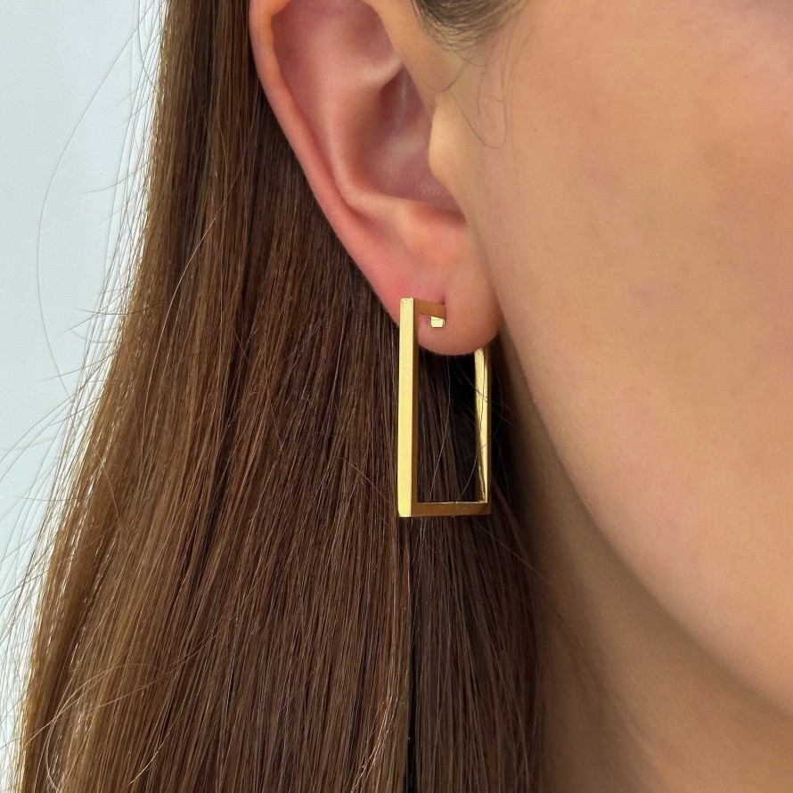 Earrings Cadar | Foundation Medium Square Hoops 18K Yellow Gold