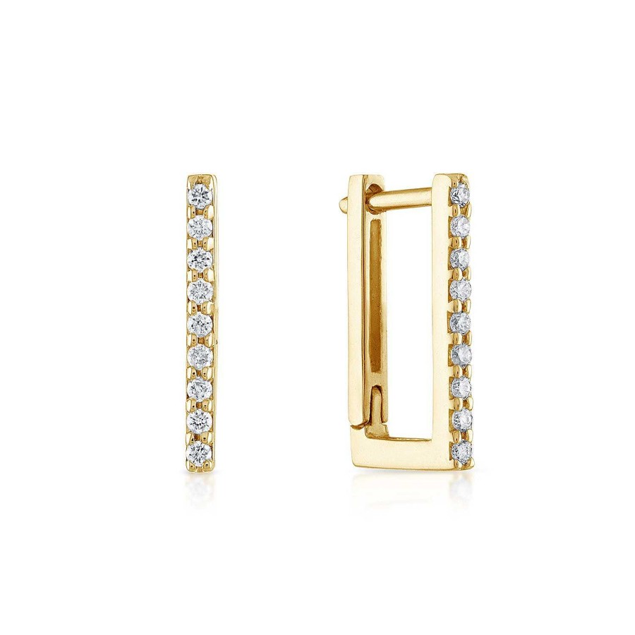 Earrings SG Fine | Pave Rectangle Huggies