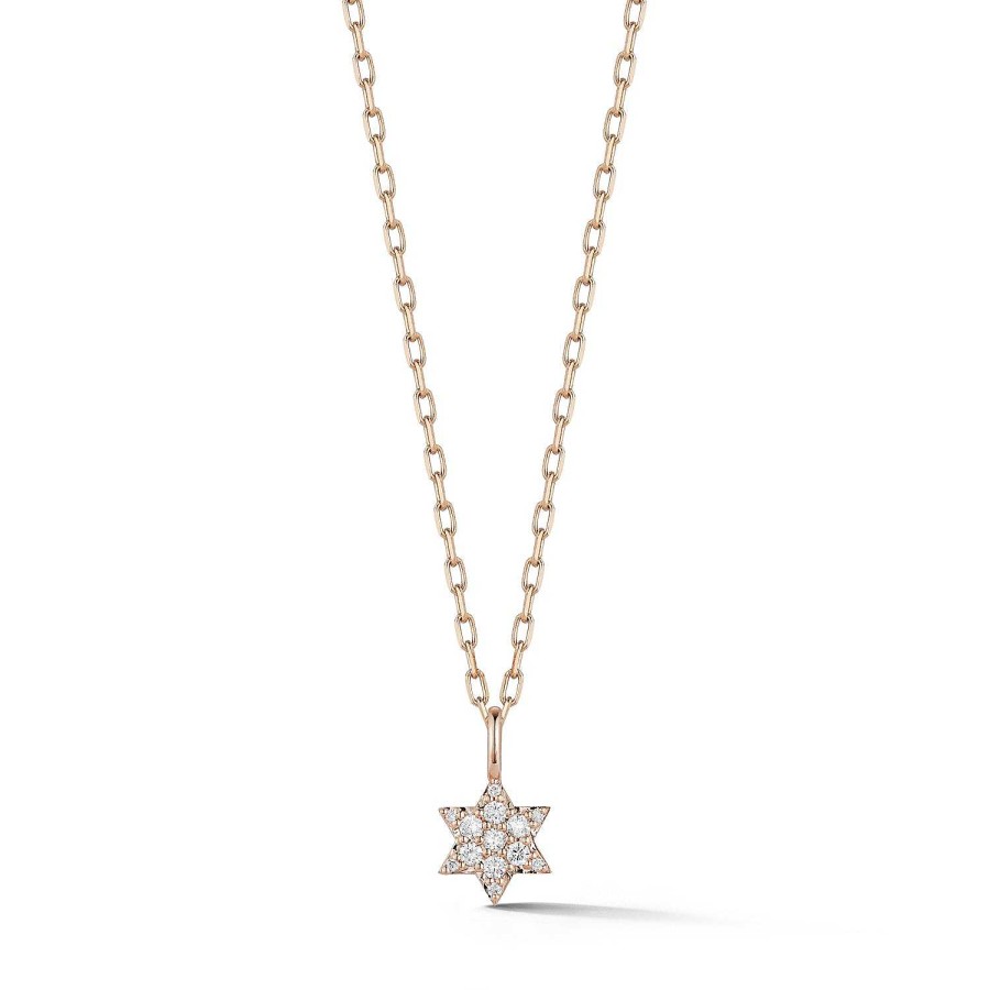 Necklaces Walters Faith | Dora Diamond Mini Star Of David Necklace 18K Rose Gold