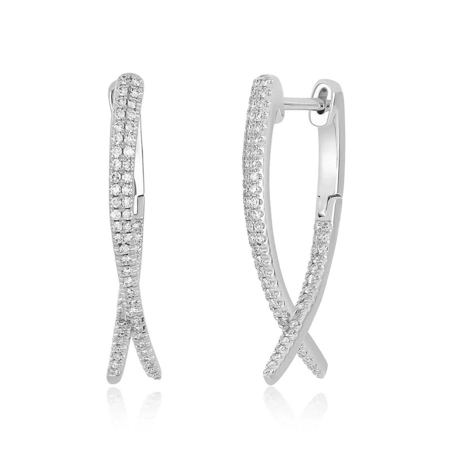 Earrings EF Collection | Diamond Loop Hoop Earrings