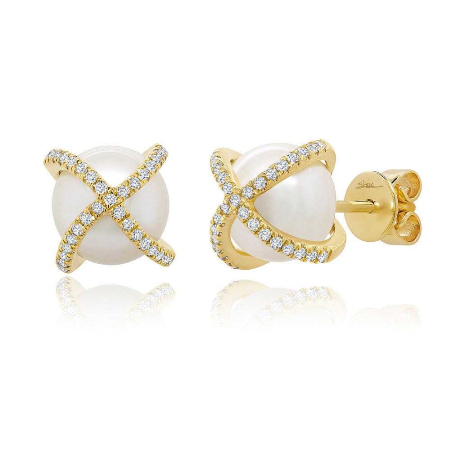 Earrings SG Fine | Criss-Cross Pearl Stud Earrings