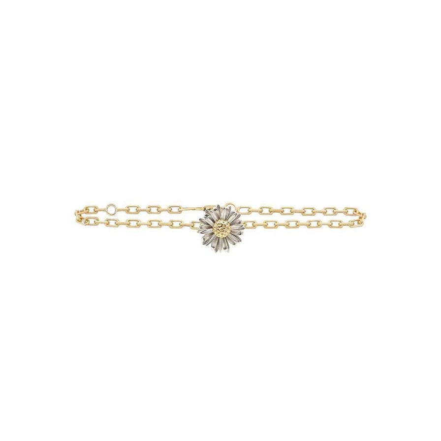 Bracelets Bernard James | Maxi Daisy Single Charm Bracelet 14K Yellow/White Gold