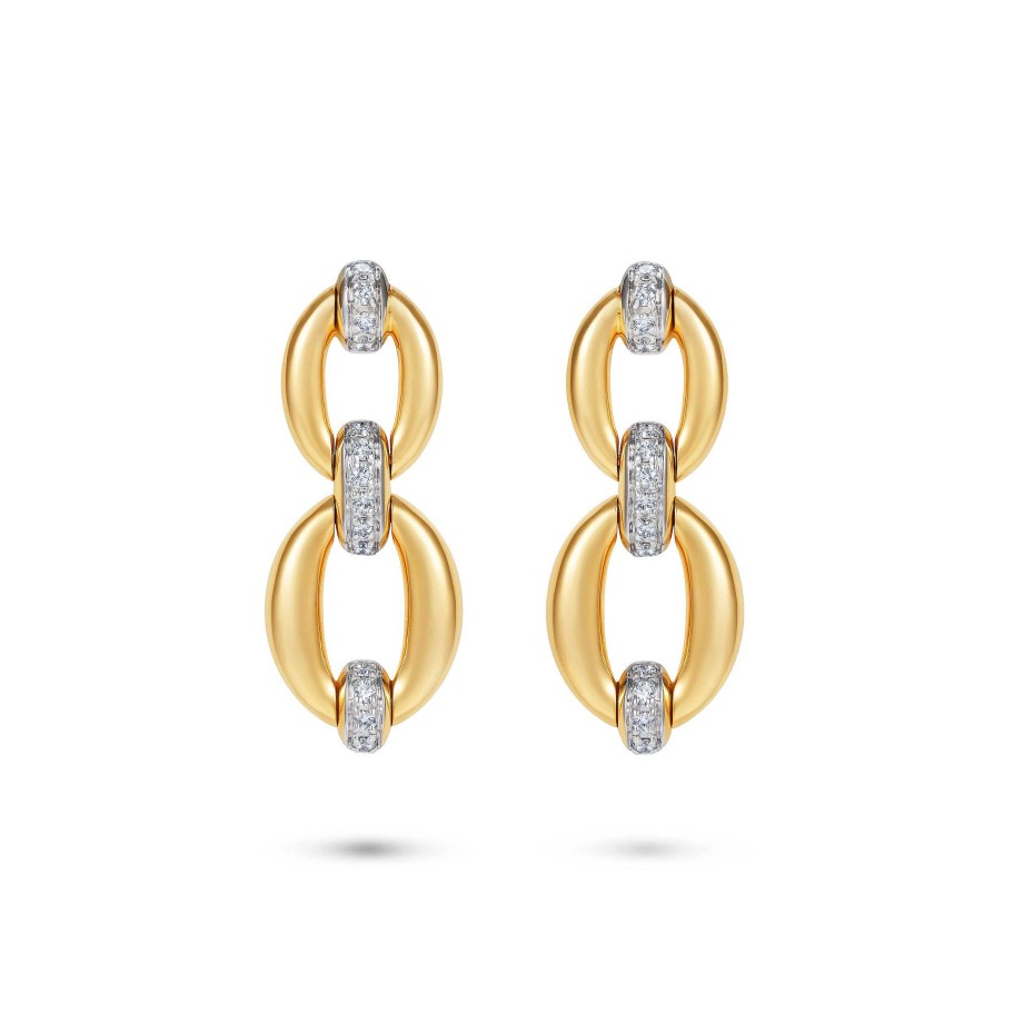 Earrings Nadine Aysoy | Catena Double Link Earrings 18K Yellow Gold