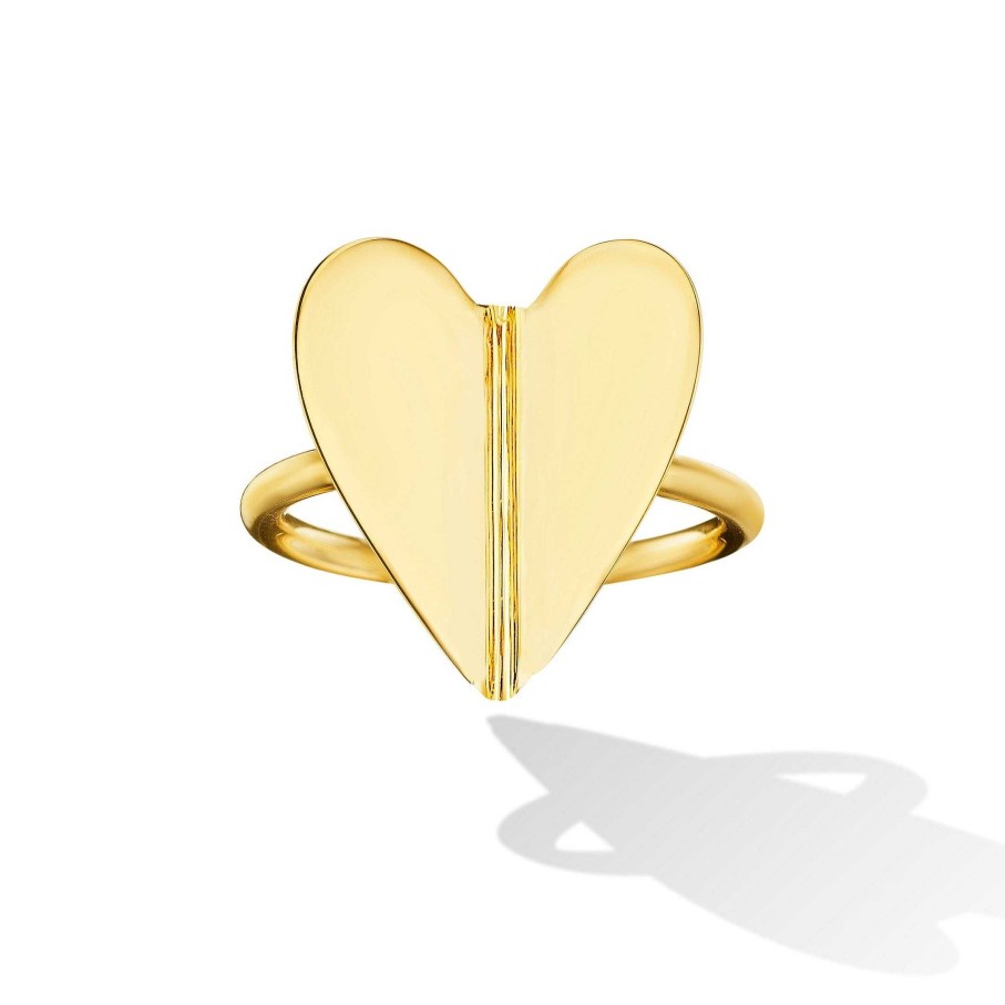 Rings Cadar | Wings Of Love Folded Heart Ring 18K Yellow Gold