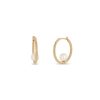 Earrings Zoe Chicco | Medium Hinged Huggie Hoops With Freshwater Cultured Pearls