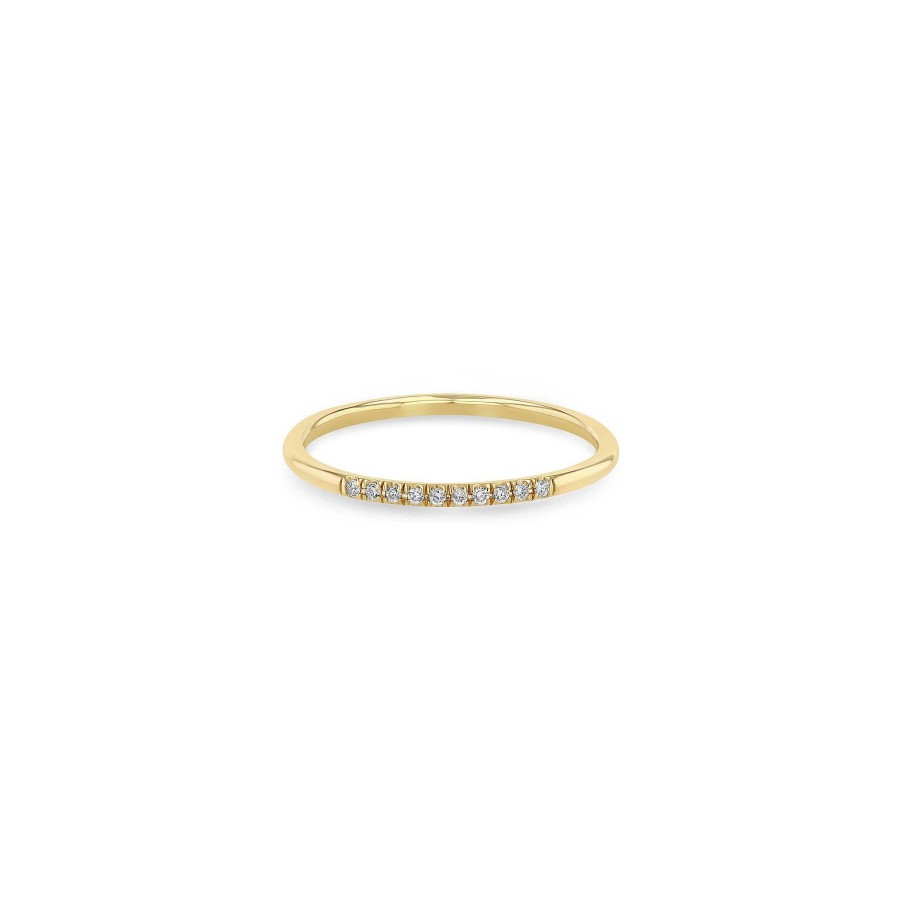 Rings Zoe Chicco | Gold Band Ring With 10 Pave Set Diamonds