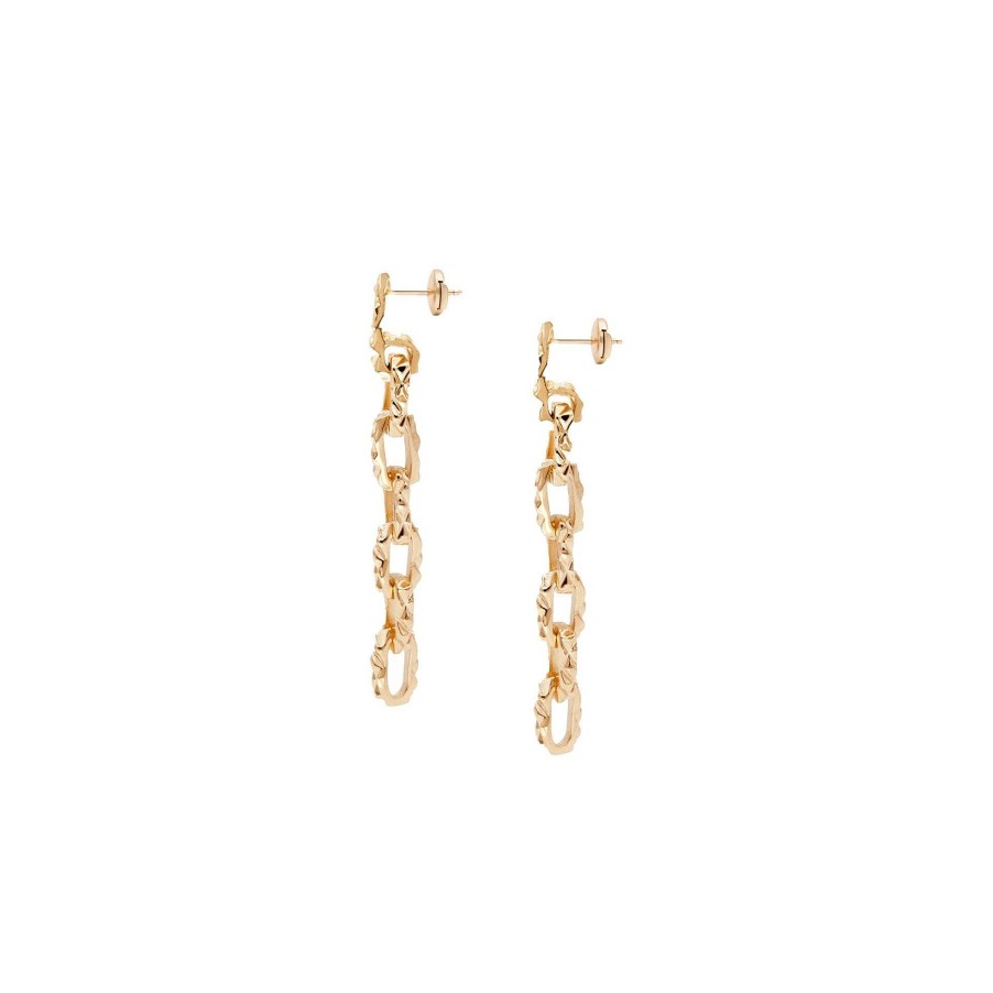 Earrings Bernard James | Mirror Nano Link Drop Earrings 18K Yellow Gold