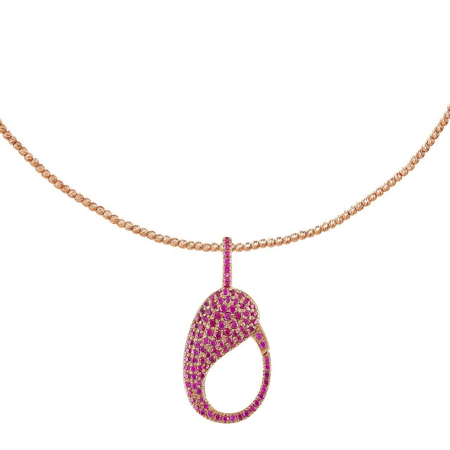 Necklaces SG Fine | Ruby Pave Lock Charm