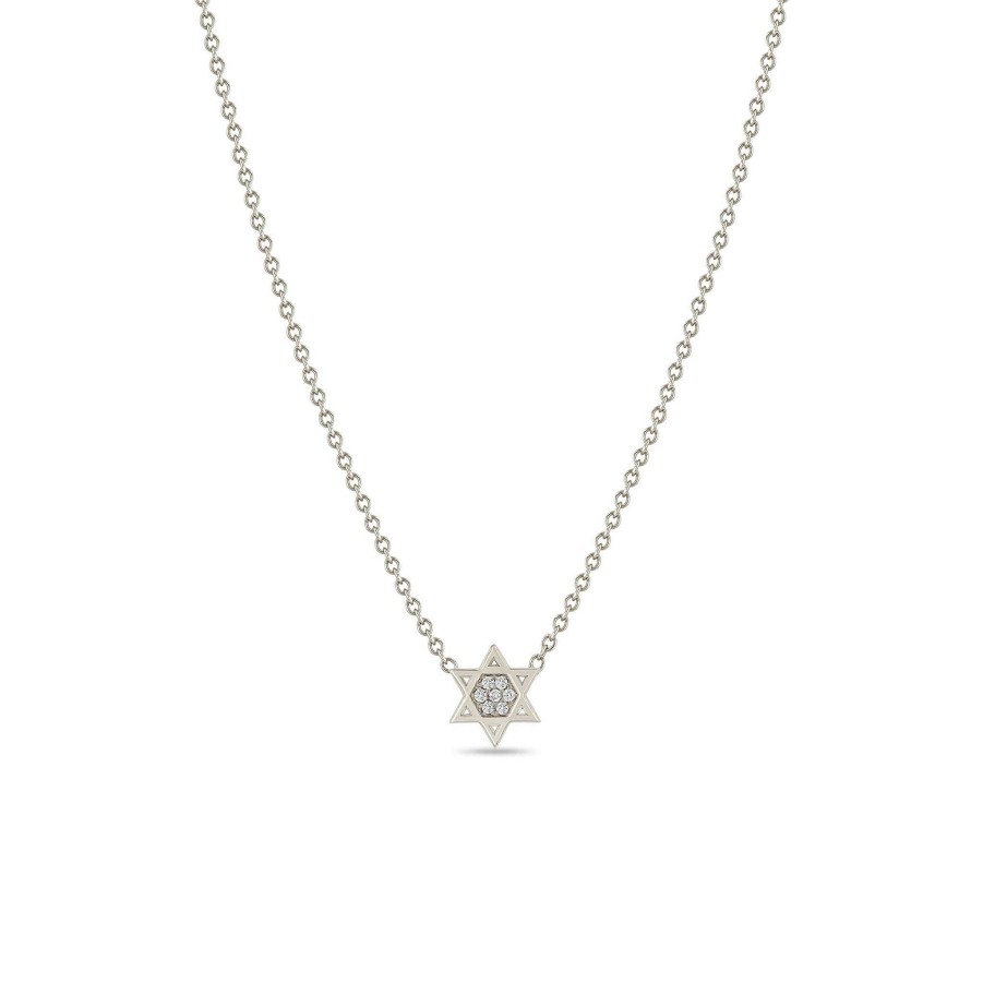 Necklaces Zoe Chicco | Pave Star Of David Necklace